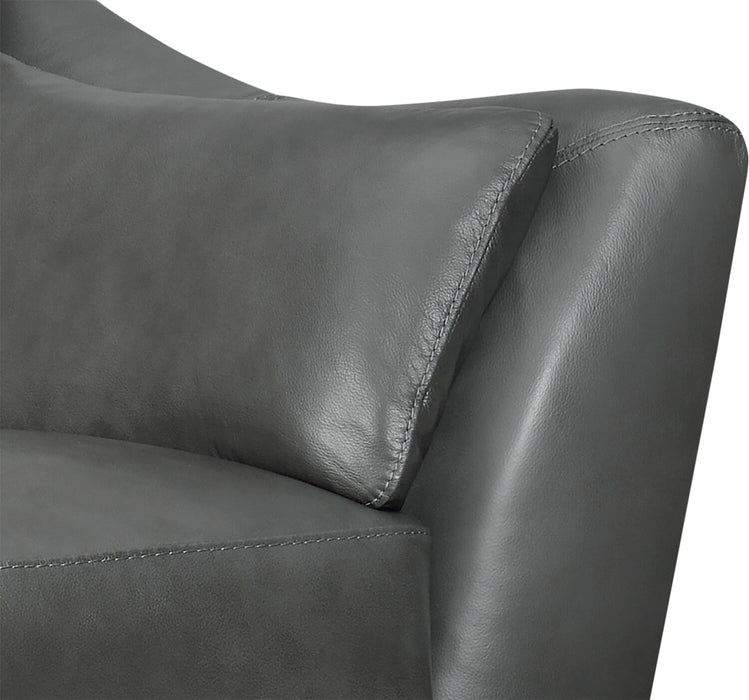 Sofa Lusso de Château d’Ax de 92 po en cuir véritable à 100 % avec pattes en bois - gris anthracite