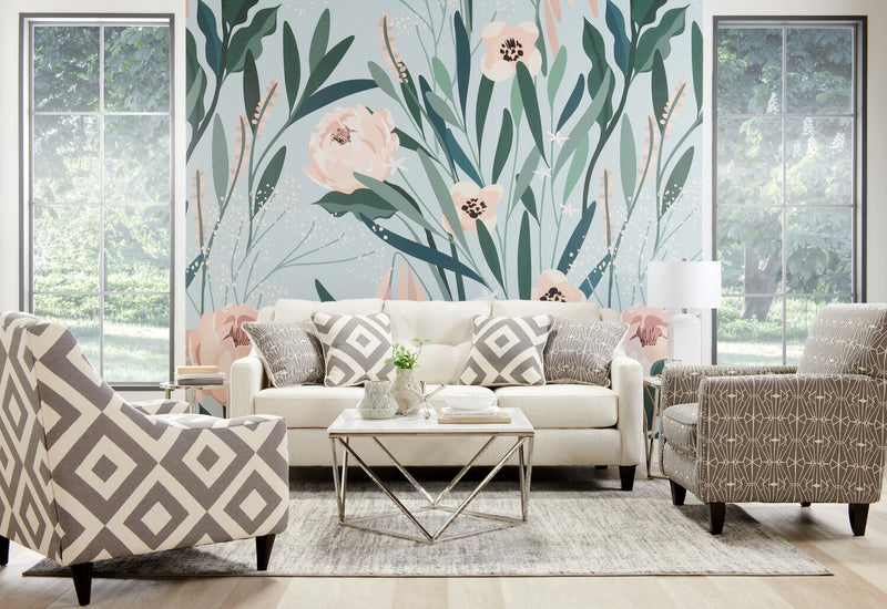 Fauteuil d’appoint Kylie de Cindy Crawford Home de 30 po fabriqué au Canada en tissu d’apparence lin - emblème anthracite