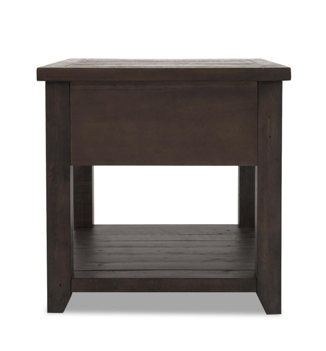 Table de bout rustique Morgan de 24 po avec rangement et tablette - brun foncé avec bois recyclé