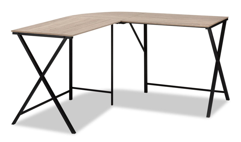 Bureau en coin en forme de L Lidia de 55,25 po - taupe 