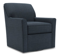 Fauteuil d’appoint pivotant Sofa Lab de 31 po fabriqué au Canada en tissu d’apparence lin -  bleu Luna Sailor 