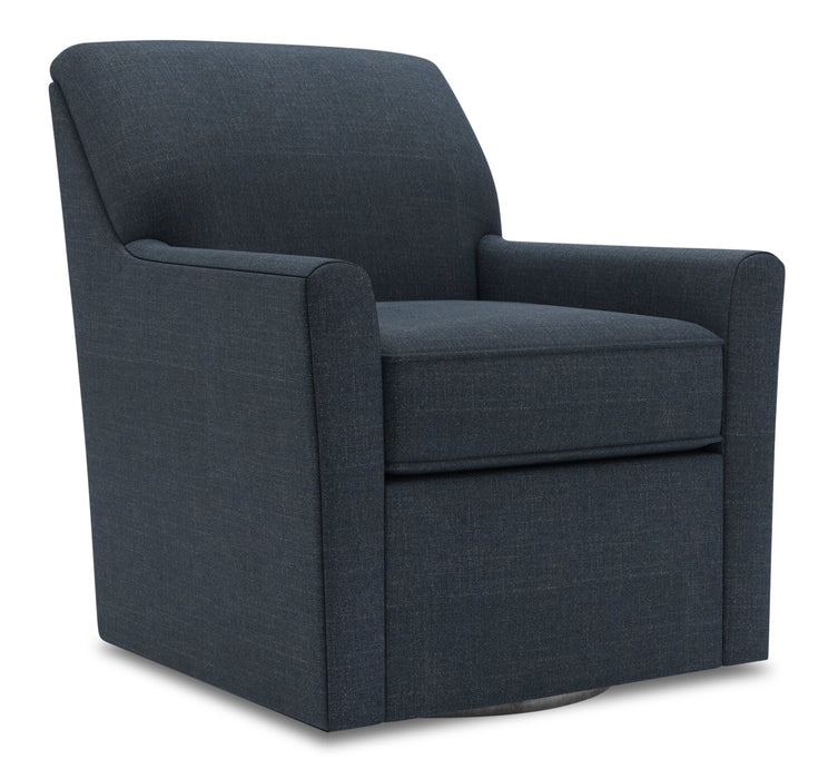 Fauteuil d’appoint pivotant Sofa Lab personnalisable de 31 po fabriqué au Canada en tissu d’apparence lin -  bleu Luna Sailor