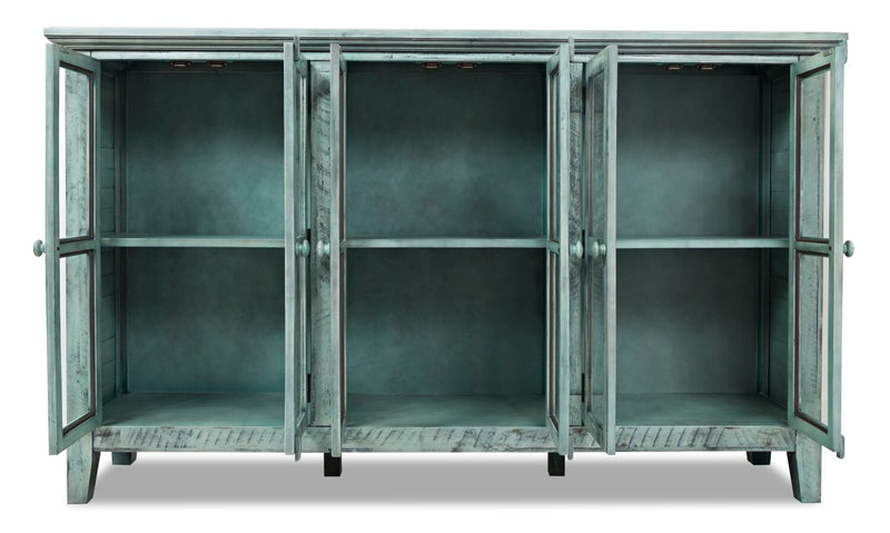 Grande armoire décorative Rocco de 70 po avec 6 portes - bleu antique