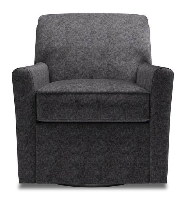 Fauteuil d’appoint pivotant Sofa Lab personnalisable de 31 po fabriqué au Canada en tissu de chenille - gris Luxury Charcoal