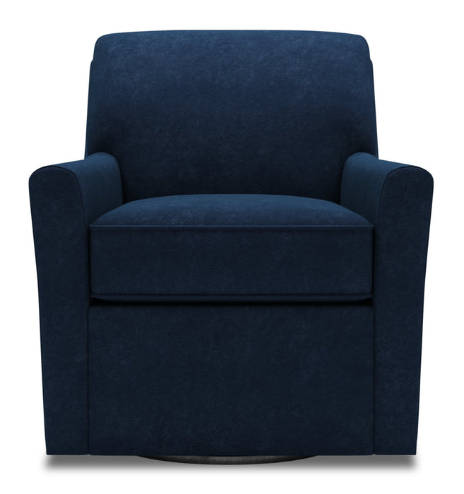 Fauteuil d’appoint pivotant Sofa Lab personnalisable de 31 po fabriqué au Canada en tissu de velours - bleu Royal Blue