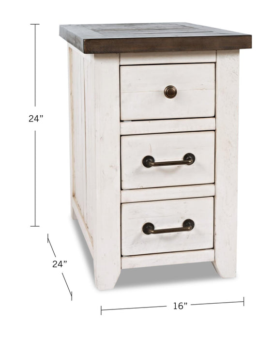 Table de fauteuil rustique Morgan de 16 po avec rangement - blanche avec bois recyclé