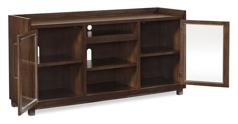 Meuble pour téléviseur traditionnel Starmore de 70 po avec rangement et système de gestion des câbles pour téléviseurs jusqu’à 80 po - brun