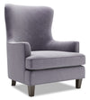 Fauteuil d’appoint à oreilles Sofa Lab personnalisable de 32 po fabriqué au Canada en tissu de velours - gris Granite Grey