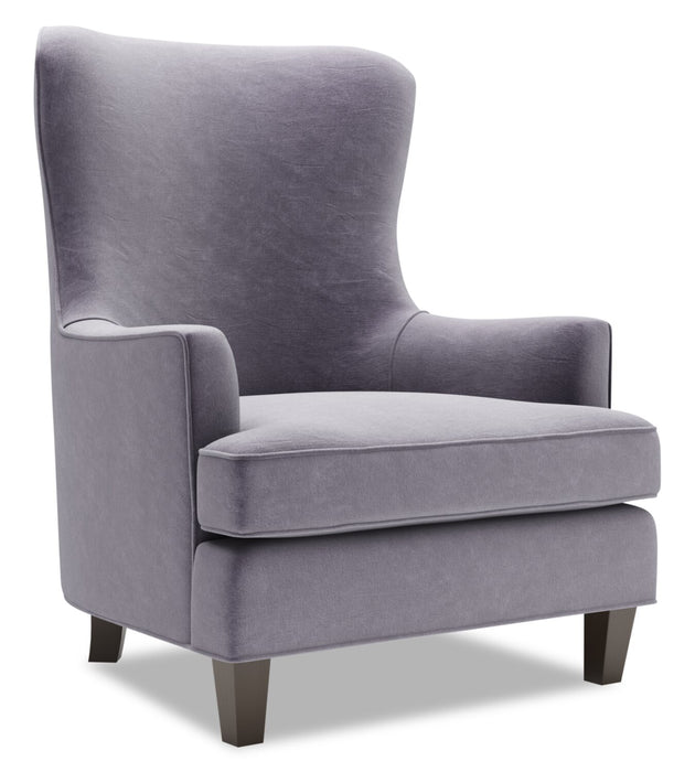 Fauteuil d’appoint à oreilles Sofa Lab personnalisable de 32 po fabriqué au Canada en tissu de velours - gris Granite Grey