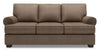 Sofa-lit personnalisable Roll de Sofa Lab de 86 po fabriqué au Canada en tissu d’apparence lin avec accoudoirs enroulés - brun Luna Praline