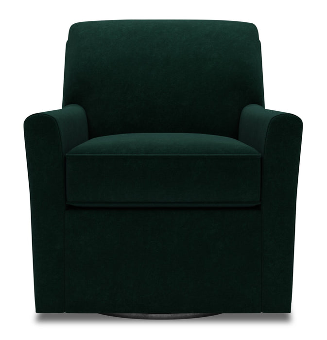 Fauteuil d’appoint pivotant Sofa Lab personnalisable de 31 po fabriqué au Canada en tissu de velours - vert Hunter Green