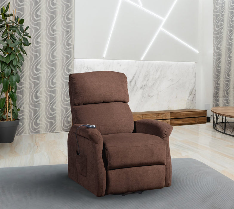 Fauteuil basculeur à inclinaison électrique Ruben de 32 po en tissu de chenille - brun chocolat