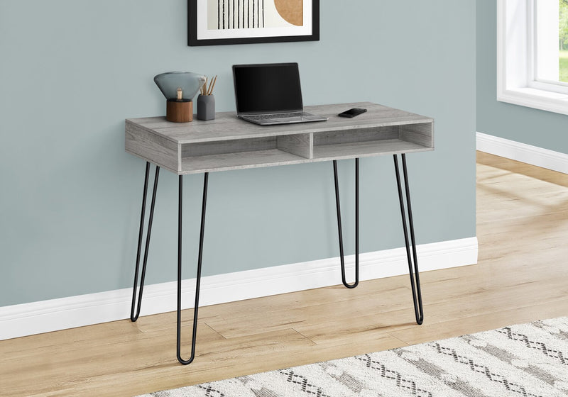 Bureau Ezra de 40 po avec compartiments ouverts - gris