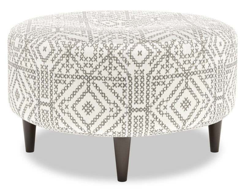 Pouf personnalisable The Curve de Sofa Lab de 31 po fabriqué au Canada en tissu - Greystone multicolore