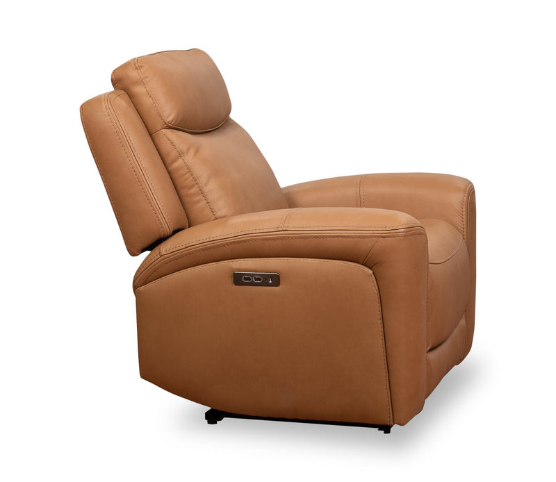 Fauteuil à inclinaison électrique Prescott de Scott Living de 42,5 po en cuir véritable avec appuie-tête électrique - brun courge musquée
