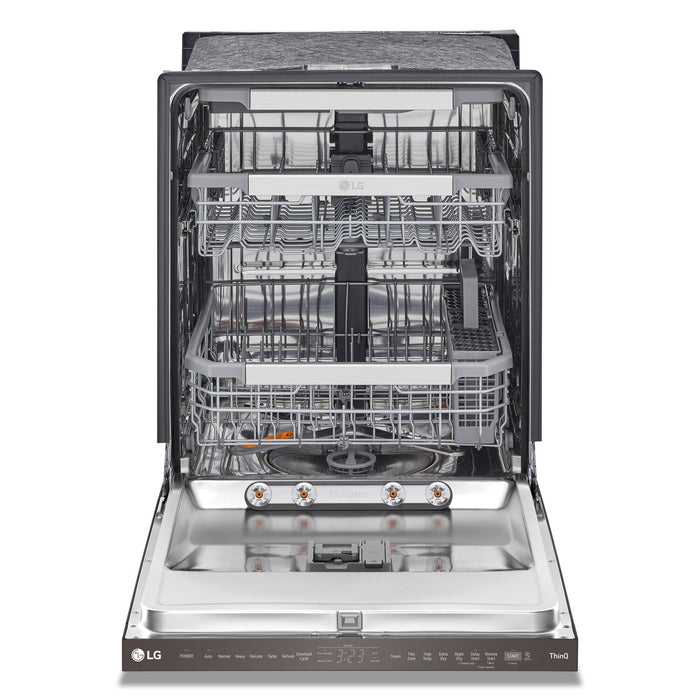 Lave-vaisselle intelligent encastré LG à 44 dBA de 24 po avec commandes sur le dessus et QuadWashMC Pro - acier inoxydable noir Smudge-ProofMD - LDPS6762D