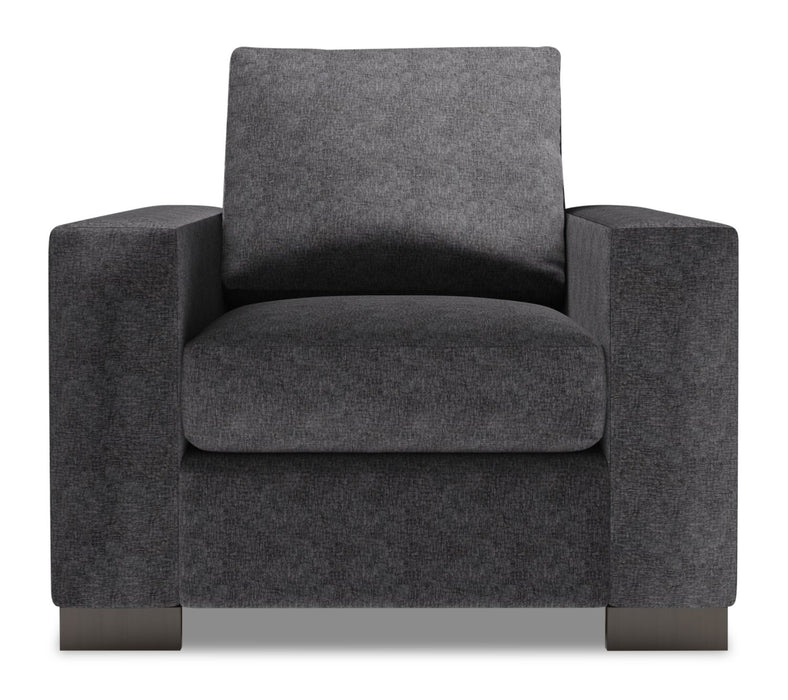 Fauteuil Track de Sofa Lab personnalisable de 38 po fabriqué au Canada en tissu de chenille - gris Luxury Charcoal