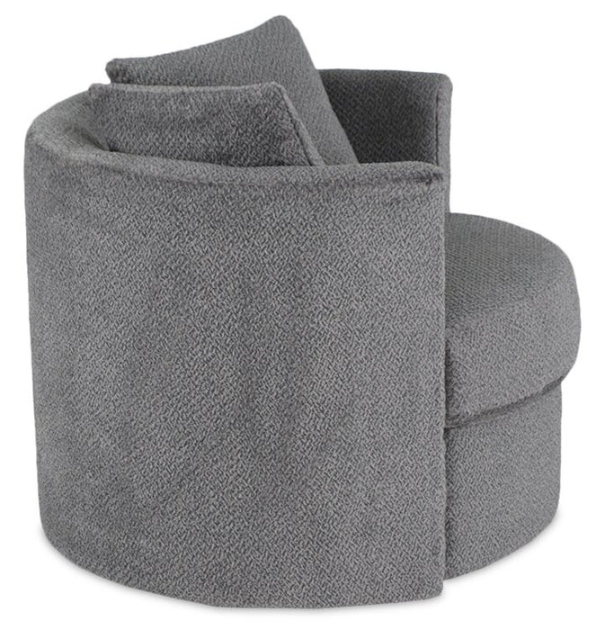 Fauteuil d’appoint pivotant Cuddler Petite de 36 po fabriqué au Canada en tissu de chenille - gris Teddy Nightfall