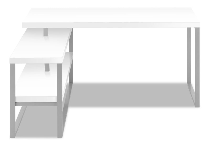 Bureau en forme de L Andrea de 60 po avec tablette - blanc