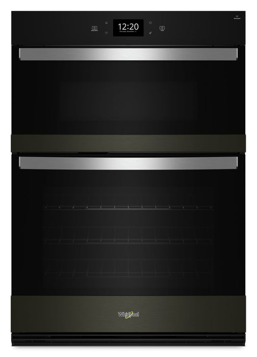 Four mural combiné électrique Whirlpool de 5 pi³ et de 30 po avec convection véritable - acier inoxydable noir avec fini PrintShieldMC - WOEC7030PV