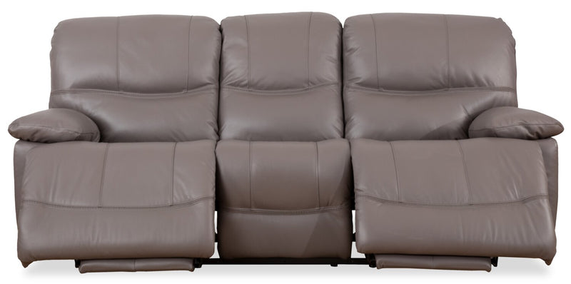 Sofa à inclinaison électrique Franco de 89 po en cuir véritable avec position zéro gravité et ports USB - gris