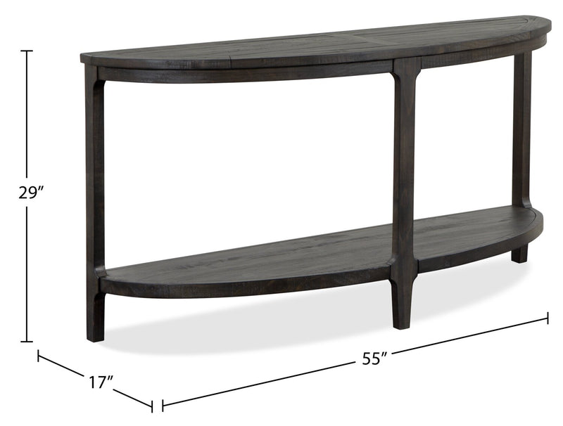 Table de salon traditionnelle Axl de 55 po avec tablette - bois gris-brun foncé