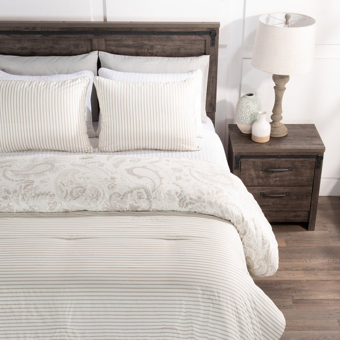 Ensemble d'édredon Indie Paisley 3 pièces pour lit double ou grand lit - blanc