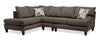 Sofa sectionnel de gauche Nofia 3 pièces fabriqué au Canada en chenille avec coussins décoratifs et pattes en bois - gris anthracite