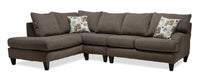 Sofa sectionnel de gauche Nofia 3 pièces fabriqué au Canada en chenille avec coussins décoratifs et pattes en bois - gris anthracite