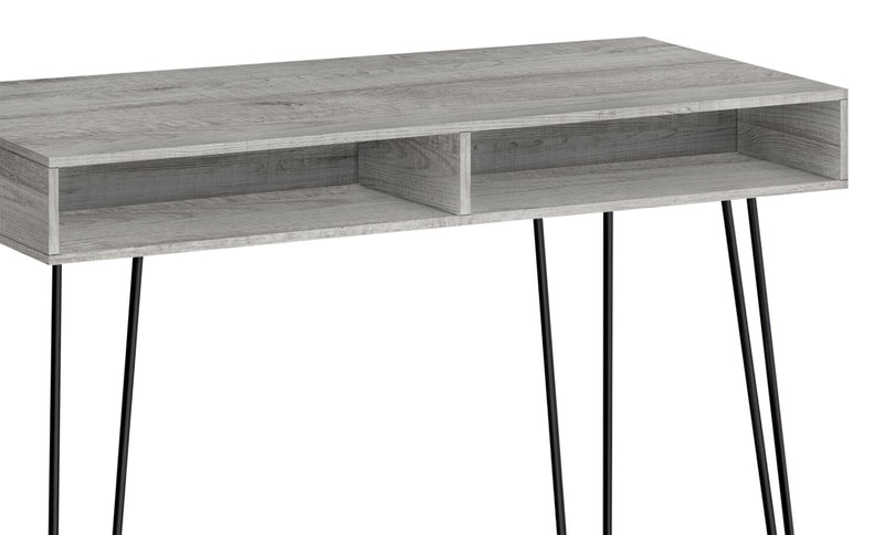 Bureau Ezra de 40 po avec compartiments ouverts - gris