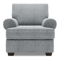  Fauteuil Roll de Sofa Lab de 42 po fabriqué au Canada en tissu d’apparence lin avec accoudoirs enroulés - gris Luna Pewter 