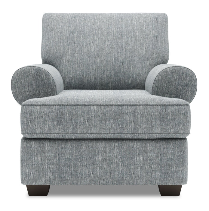 Fauteuil Roll de Sofa Lab personnalisable de 42 po fabriqué au Canada en tissu d’apparence lin avec accoudoirs enroulés - gris Luna Pewter