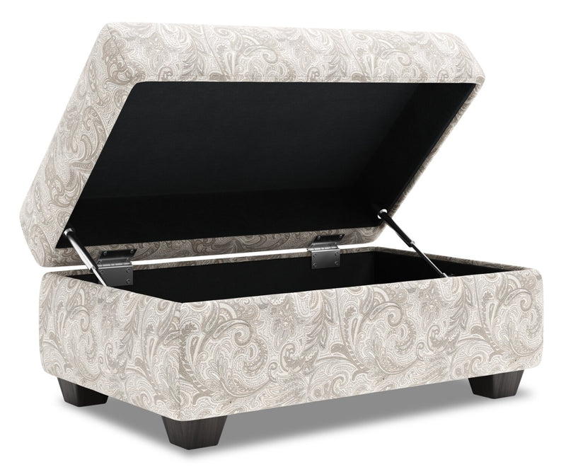 Pouf de rangement personnalisable The Trunk de Sofa Lab de 39 po fabriqué au Canada en tissu - gris Dove Grey