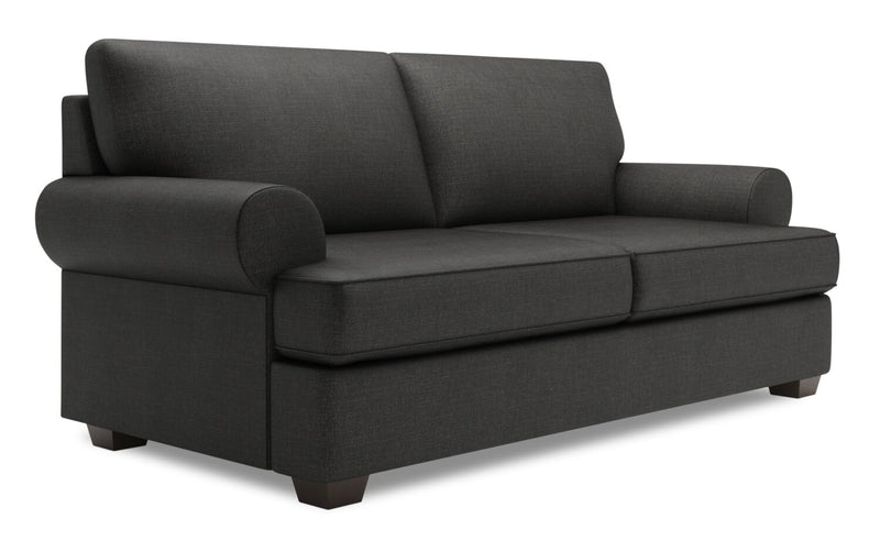 Sofa personnalisable Roll de Sofa Lab de 76 po de format condo fabriqué au Canada en tissu d’apparence lin avec accoudoirs enroulés - gris Luna Kohl