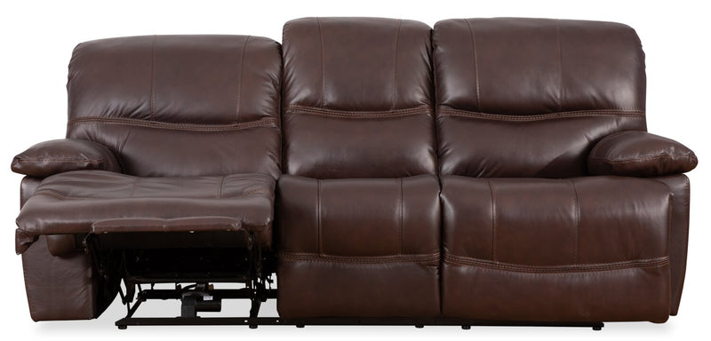 Sofa à inclinaison électrique Franco de 89 po en cuir véritable avec position zéro gravité et ports USB - brun