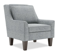 Fauteuil d’appoint club Sofa Lab de 29 po fabriqué au Canada en tissu d’apparence lin avec pattes en bois - gris Luna Pewter