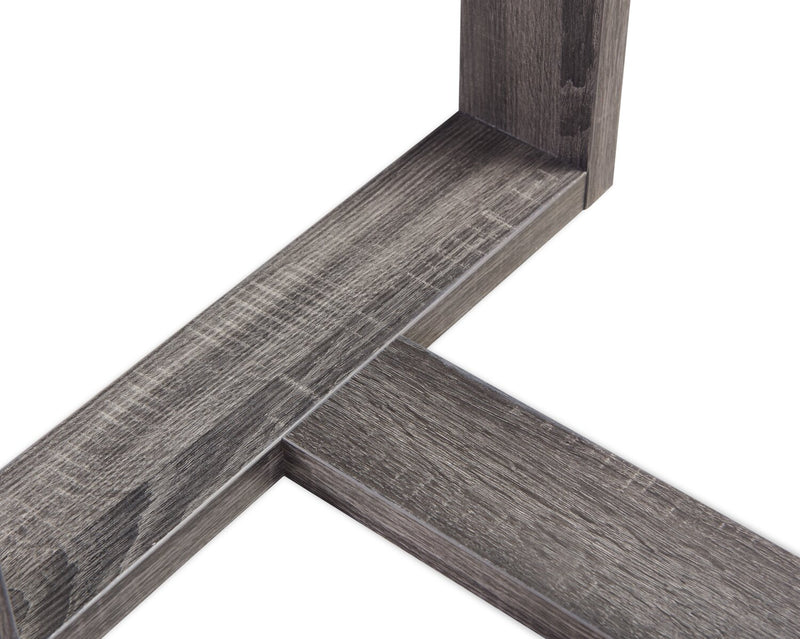 Table de bout moderne California de 22 po avec dessus en verre - gris vieilli 