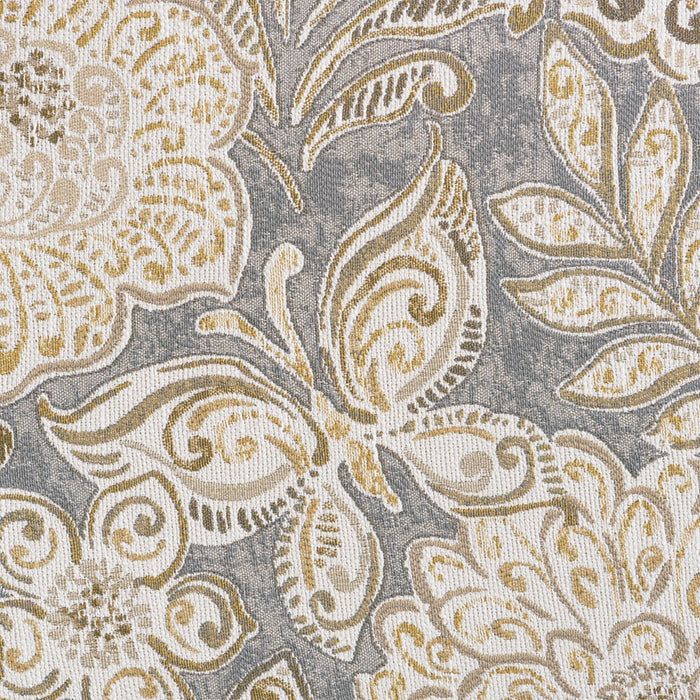 Fauteuil d’appoint Wynn de 33 po fabriqué au Canada en tissu d’apparence lin avec accoudoirs évasés et pattes en bois - floral multicolore 