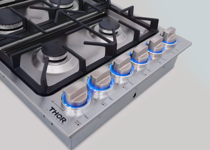 Surface de cuisson à gaz professionnelle Thor Kitchen de 36 po à 6 brûleurs - TGC3601