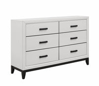 Commode Kate de 58 po (L) x 37 po (H) à 6 tiroirs pour la chambre à coucher - blanche