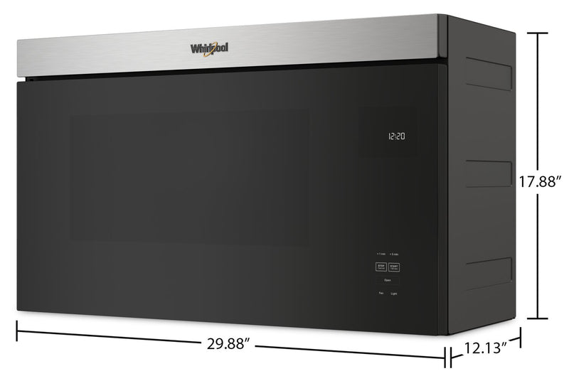 Four à micro-ondes à hotte intégrée Whirlpool de 1,1 pi³ à installation affleurée avec cuisson à 900 W - acier inoxydable résistant aux traces de doigts - YWMMF5930PZ