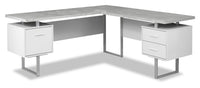 Bureau en coin en forme de L réversible Marnie de 71 po à 3 tiroirs - blanc