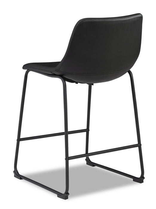 Tabouret Cole de hauteur comptoir en tissu de cuir végétalien et en métal - noir