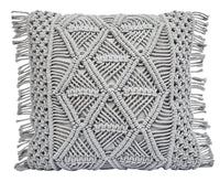 Coussin décoratif en macramé - gris