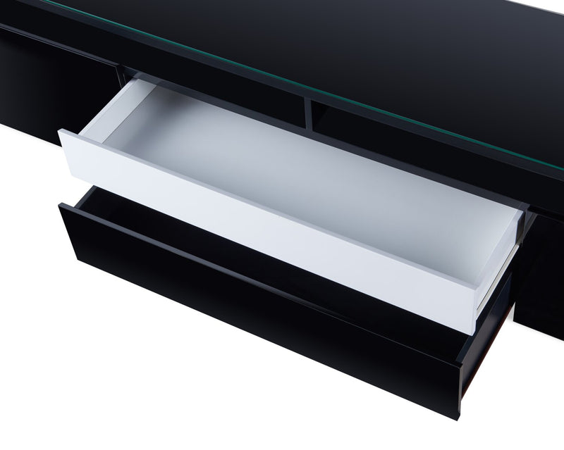 Meuble pour téléviseur moderne Adam de 68 po avec rangement et système de gestion des câbles pour téléviseurs jusqu’à 75 po - noir