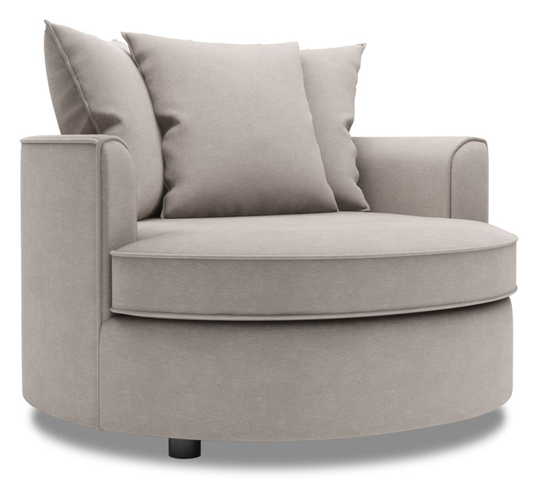 Fauteuil d’appoint enveloppant Sofa Lab personnalisable de 48 po fabriqué au Canada en tissu d’apparence lin - gris Pax Slate