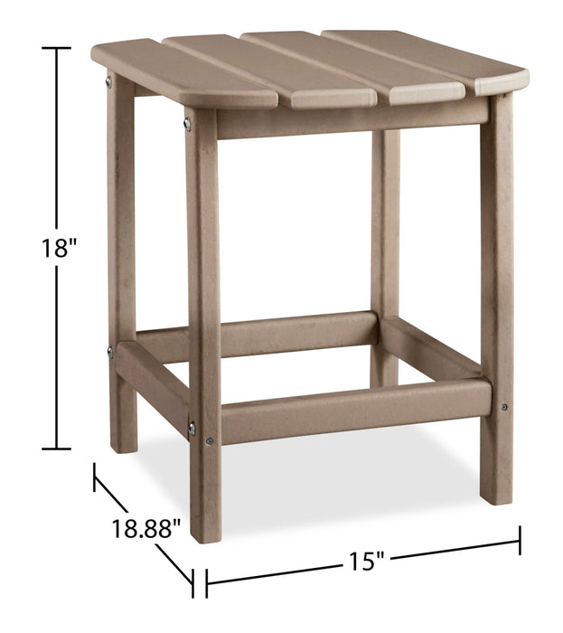 Table de bout Bask pour la terrasse à l’extérieur - 15 po (L), plastique à haute densité, résistante aux rayons UV et aux intempéries - taupe