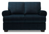 Causeuse personnalisable Roll de Sofa Lab de 64 po fabriquée au Canada en tissu d’apparence lin avec accoudoirs enroulés - bleu Luxury Indigo