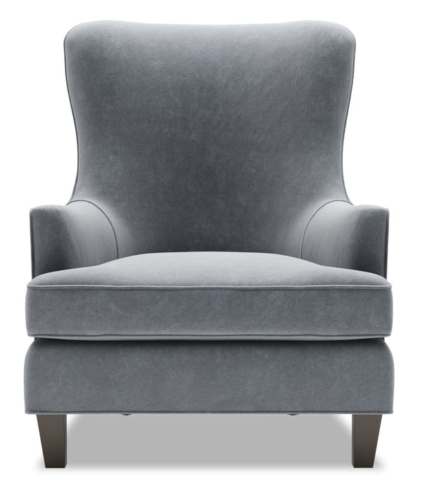 Fauteuil d’appoint à oreilles Sofa Lab personnalisable de 32 po fabriqué au Canada en tissu de velours - gris