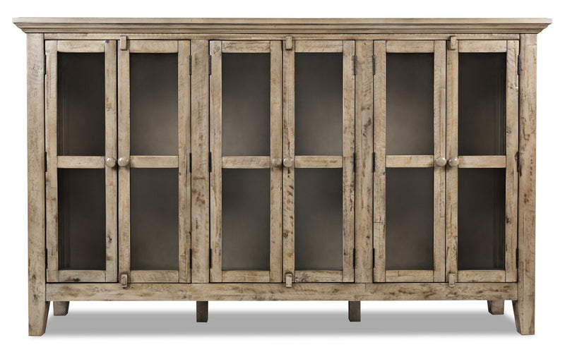 Grande armoire décorative Rocco de 70 po avec 6 portes - bois naturel